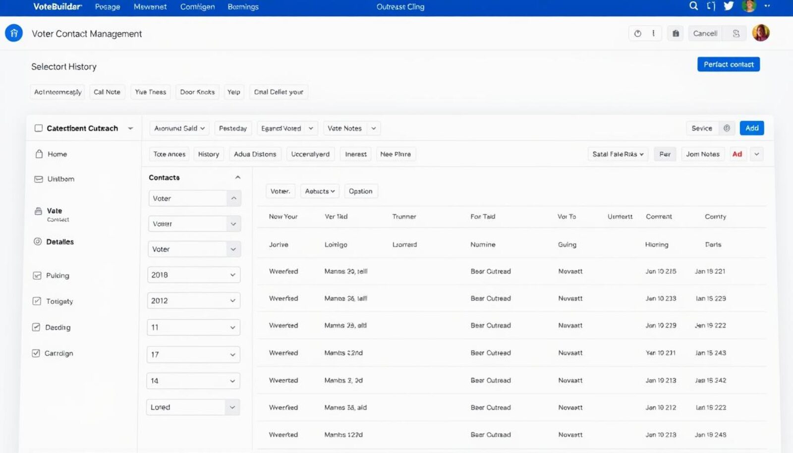 how to add voter contact in votebuilder