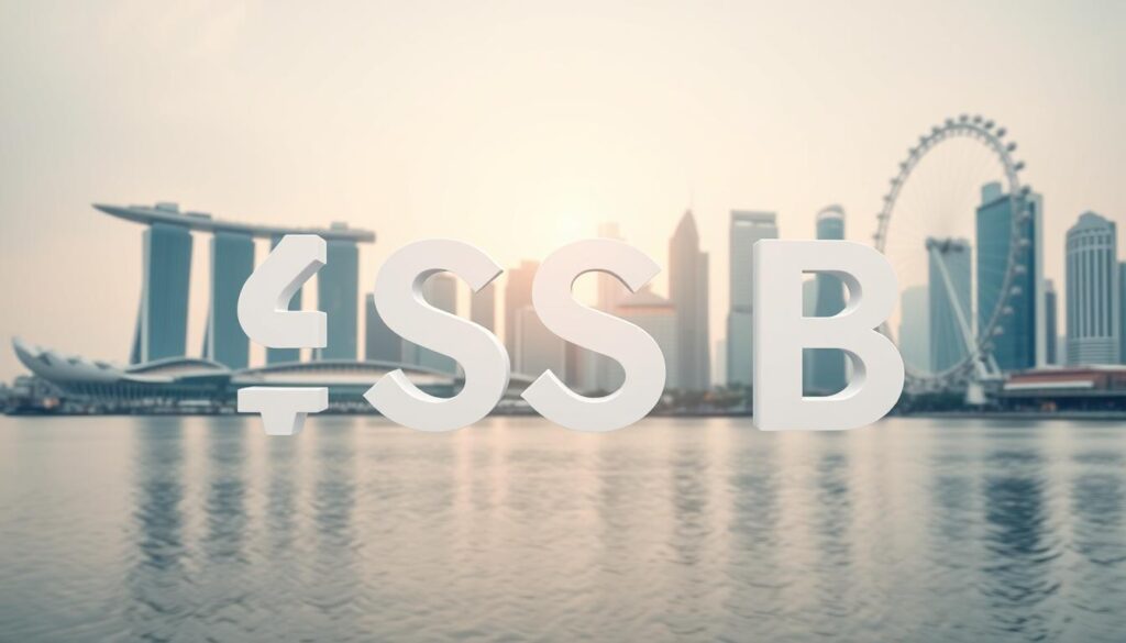 A detailed, high-resolution photorealistic image depicting the current interest rates for Singapore Savings Bonds (SSBs). The image should show a modern, minimalist design with clean typography displaying the latest SSB interest rates against the backdrop of the Singapore skyline, including iconic landmarks like the Marina Bay Sands and the Singapore Flyer. The composition should be well-balanced, with the financial data taking center stage, surrounded by a subtle, elegant cityscape. Soft, directional lighting should create depth and highlight the precision of the numerical information. The overall tone should convey a sense of stability, reliability, and the secure nature of this popular investment option for Singaporean savers.