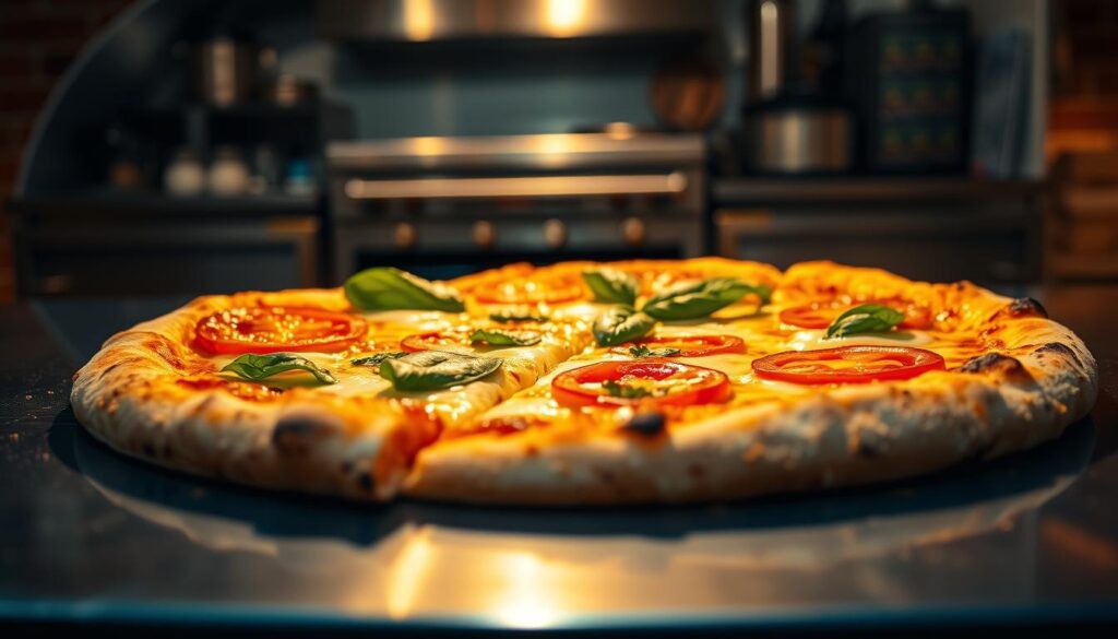 a piping hot sourdough pizza crust, golden-brown and crispy, topped with gooey mozzarella cheese, juicy tomato slices, and fresh basil leaves, all lit by the warm glow of a brick oven, the scene captured in a high-quality, close-up photograph taken with a professional DSLR camera and a wide-angle lens to showcase the artisanal details and textures of the pizza, set against a background of a modern, minimalist kitchen with stainless steel appliances and clean lines, creating a mouthwatering, appetizing, and visually appealing image that would entice readers to try the top pizza delivery services in Singapore. a piping hot sourdough pizza crust, golden-brown and crispy, topped with gooey mozzarella cheese, juicy tomato slices, and fresh basil leaves, all lit by the warm glow of a brick oven, the scene captured in a high-quality, close-up photograph taken with a professional DSLR camera and a wide-angle lens to showcase the artisanal details and textures of the pizza, set against a background of a modern, minimalist kitchen with stainless steel appliances and clean lines, creating a mouthwatering, appetizing, and visually appealing image that would entice readers to try the top pizza delivery services in Singapore.