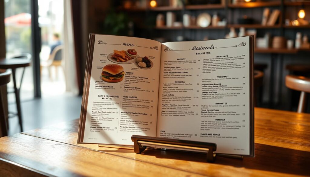 A beautifully lit brunch menu displayed on a wooden table at Atlas Coffeehouse, a cozy and inviting cafe in Singapore. The menu features a variety of mouthwatering breakfast and brunch items, expertly crafted with fresh, high-quality ingredients. The soft, natural lighting accentuates the warmth and ambiance of the cafe, creating an atmosphere that is both sophisticated and welcoming. The composition captures the attention of the viewer, showcasing the menu in a visually appealing and appetizing manner, perfectly capturing the essence of a brunch lover's dream at this acclaimed establishment.