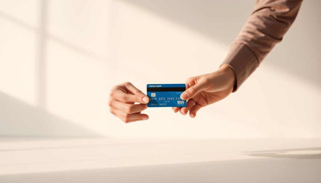 A serene, minimalist scene depicting leading joint accounts. In the foreground, two hands, one masculine and one feminine, grasp a single banking card, symbolizing the shared financial responsibility of a joint account. The background features a clean, muted color palette, with a subtle geometric pattern suggesting the precision and structure of banking. Soft, diffused lighting casts a warm, inviting glow, conveying a sense of trust and collaboration. The composition is balanced and symmetrical, reflecting the harmony of a joint financial partnership. Captured with a wide-angle lens to emphasize the collaborative nature of the scene.