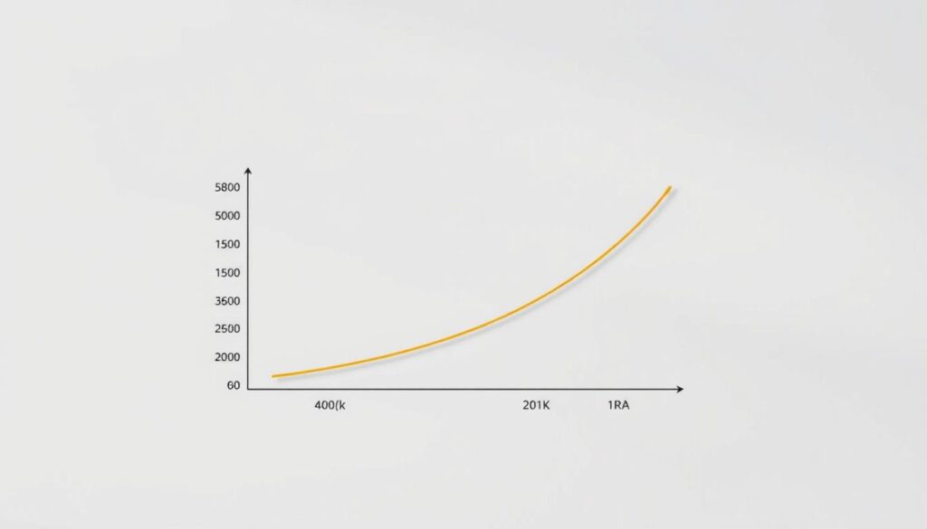 A neatly organized graph displaying a clear comparison of different retirement savings options, such as a 401(k), IRA, and personal investment account. The graph should be set against a clean, minimalist background, with muted tones and soft lighting to create a sense of financial stability and growth. The visual elements should be carefully balanced, drawing the viewer's attention to the key data points and illustrating the differences in potential returns and risk profiles across the various retirement savings vehicles. The overall impression should be one of informed financial planning and the path to a comfortable retirement.