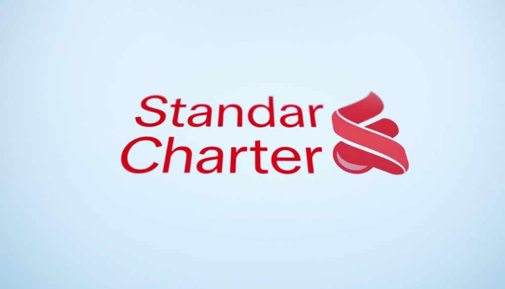 A detailed close-up of the Standard Chartered Bonus$aver account logo, rendered with high realism and meticulous attention to detail. The logo is prominently displayed in the center, with a crisp and clean design featuring the bank's signature colors of red and white. The background is a soft, blurred gradient, allowing the logo to stand out and command the viewer's attention. The lighting is natural and diffused, creating a sense of depth and dimensionality. The overall composition is balanced and visually appealing, reflecting the professionalism and reliability associated with the Standard Chartered brand.
