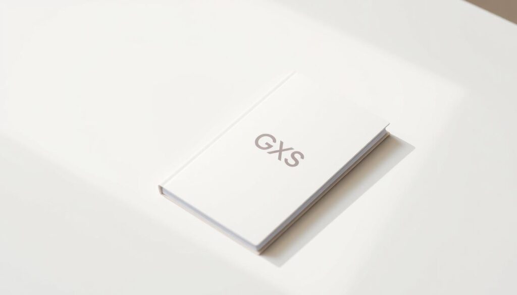 A nondescript, minimalist savings account passbook resting on a plain white table, bathed in soft, even lighting. The cover features the simple "GXS" logo in a muted, understated palette. The passbook's pages are crisply rendered, hinting at the no-frills, practical nature of the account. The overall composition conveys a sense of reliability, functionality, and prudent financial management - an unfussy, straightforward banking option for the modern Singaporean consumer.