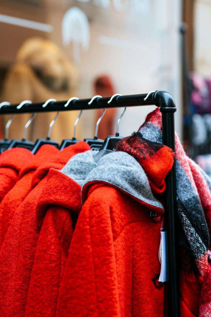 Red winter jacket – handmade walk wool