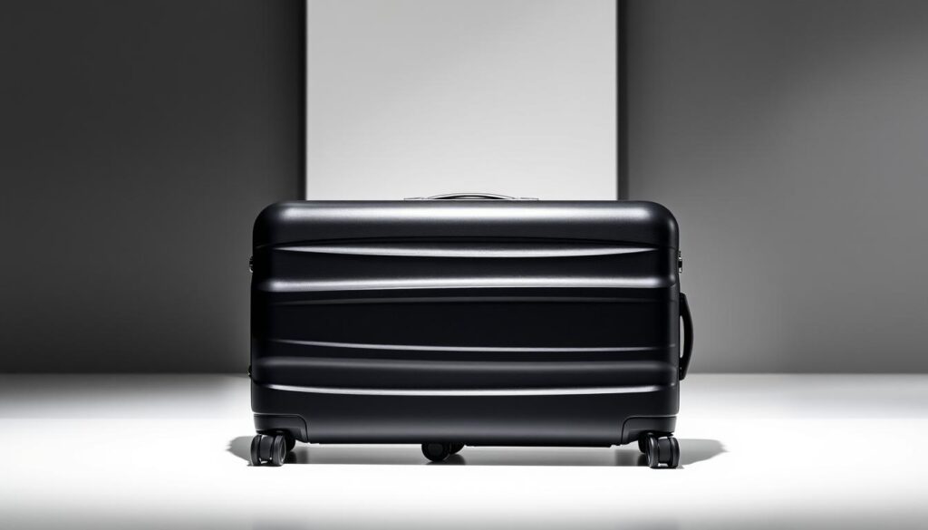 A sleek, high-quality Samsonite luggage piece set against a modern, minimalist background. The luggage is positioned in the foreground, featuring a matte black, hardshell exterior with the iconic Samsonite logo prominently displayed. The lighting is soft and diffused, creating subtle shadows that accentuate the sharp, angular design. In the middle ground, a clean, white surface provides a simple, uncluttered backdrop, allowing the luggage to take center stage. The background is a blurred, grey gradient, creating a sense of depth and focus on the primary subject. The overall mood is one of sophistication, durability, and exceptional craftsmanship, reflecting the hallmarks of the Samsonite brand. A sleek, high-quality Samsonite luggage piece set against a modern, minimalist background. The luggage is positioned in the foreground, featuring a matte black, hardshell exterior with the iconic Samsonite logo prominently displayed. The lighting is soft and diffused, creating subtle shadows that accentuate the sharp, angular design. In the middle ground, a clean, white surface provides a simple, uncluttered backdrop, allowing the luggage to take center stage. The background is a blurred, grey gradient, creating a sense of depth and focus on the primary subject. The overall mood is one of sophistication, durability, and exceptional craftsmanship, reflecting the hallmarks of the Samsonite brand.