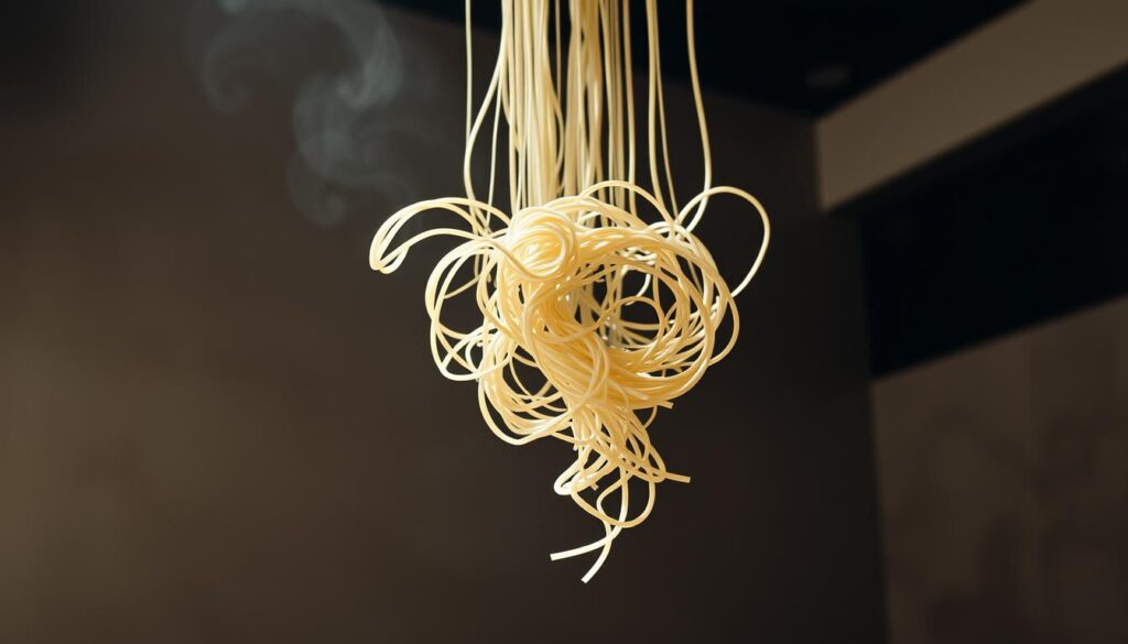 A gravity-defying display of soba noodles suspended in mid-air, their long strands twisting and intertwining in a mesmerizing dance. The noodles appear to defy the laws of physics, seemingly floating and swirling against a backdrop of muted, earthy tones. Soft, natural lighting illuminates the scene, creating a sense of tranquility and refinement. The camera angle is slightly elevated, allowing the viewer to observe the noodles from an intriguing perspective, as if witnessing a culinary performance. The overall atmosphere evokes a sophisticated and immersive dining experience, hinting at the exceptional quality and attention to detail that defines Hana Restaurant. A gravity-defying display of soba noodles suspended in mid-air, their long strands twisting and intertwining in a mesmerizing dance. The noodles appear to defy the laws of physics, seemingly floating and swirling against a backdrop of muted, earthy tones. Soft, natural lighting illuminates the scene, creating a sense of tranquility and refinement. The camera angle is slightly elevated, allowing the viewer to observe the noodles from an intriguing perspective, as if witnessing a culinary performance. The overall atmosphere evokes a sophisticated and immersive dining experience, hinting at the exceptional quality and attention to detail that defines Hana Restaurant.