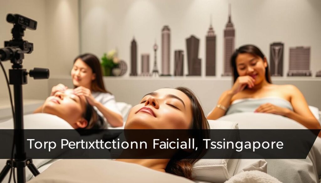 A high-quality, aesthetically pleasing comparison of three popular extraction facial treatments in Singapore, captured with a professional camera setup. The foreground features three women receiving facials, with close-up details showcasing the techniques and tools used. The middle ground presents a clean, modern spa-like environment, with soft lighting and a serene ambiance. The background subtly incorporates iconic Singaporean architecture or landmarks to establish the setting. The overall composition strikes a balance between informative and visually captivating, perfectly suiting the article's "Top-Rated Extraction Facial Treatments in Singapore" section. A high-quality, aesthetically pleasing comparison of three popular extraction facial treatments in Singapore, captured with a professional camera setup. The foreground features three women receiving facials, with close-up details showcasing the techniques and tools used. The middle ground presents a clean, modern spa-like environment, with soft lighting and a serene ambiance. The background subtly incorporates iconic Singaporean architecture or landmarks to establish the setting. The overall composition strikes a balance between informative and visually captivating, perfectly suiting the article's "Top-Rated Extraction Facial Treatments in Singapore" section.