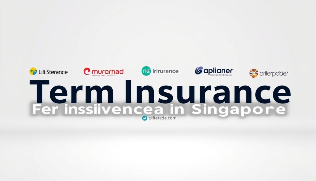 A high-quality image of the top term insurance providers in Singapore, showcasing their logos and brand identities. The image should have a professional, sleek, and modern aesthetic, with the logos arranged in a clean, grid-like layout against a simple, neutral background, such as a light gray or white. The lighting should be soft and even, creating a sense of clarity and refinement. The perspective should be slightly elevated, allowing the viewer to see the logos clearly and cohesively. The overall mood should convey a sense of trustworthiness, reliability, and authority in the term life insurance industry.