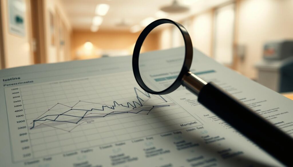 A meticulously detailed medical chart showcasing the intricate nuances of pre-existing conditions coverage. The foreground depicts a complex graph with intersecting lines and data points, illuminating the intricacies of policy provisions. The middle ground features a magnifying glass hovering over the chart, emphasizing the need for thorough examination. In the background, a softly blurred medical facility, conveying the healthcare context. Warm, muted tones create a contemplative atmosphere, inviting the viewer to delve into the complexities of this crucial insurance consideration. Crisp, high-resolution rendering with a shallow depth of field, capturing the essence of this pivotal insurance topic.