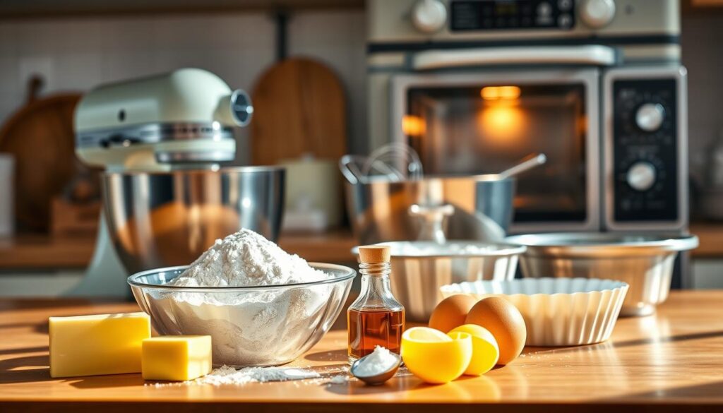A neatly organized kitchen counter, bathed in warm, natural light. In the foreground, a selection of butter cake ingredients - golden butter, fresh eggs, sifted flour, fragrant vanilla extract, and a pinch of salt. The mid-ground showcases the baking process, with a mixing bowl, electric whisk, and a well-greased cake tin. In the background, a vintage-inspired oven radiates a gentle glow, hinting at the delicious transformation about to take place. The scene exudes a sense of homely comfort and culinary expertise, inviting the viewer to imagine the aroma of a freshly baked butter cake. A neatly organized kitchen counter, bathed in warm, natural light. In the foreground, a selection of butter cake ingredients - golden butter, fresh eggs, sifted flour, fragrant vanilla extract, and a pinch of salt. The mid-ground showcases the baking process, with a mixing bowl, electric whisk, and a well-greased cake tin. In the background, a vintage-inspired oven radiates a gentle glow, hinting at the delicious transformation about to take place. The scene exudes a sense of homely comfort and culinary expertise, inviting the viewer to imagine the aroma of a freshly baked butter cake.