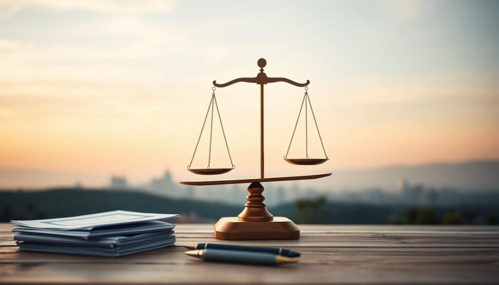 A serene financial landscape with a balanced scale at the center, symbolizing the successful execution of a balance transfer strategy. In the foreground, a thoughtfully stacked pile of financial documents and a pen, conveying the meticulous planning involved. The middle ground features a stylized graph depicting the steady decline of debt, while the background showcases a tranquil skyline with a warm, golden glow, evoking a sense of financial stability and achievement. Soft, diffused lighting creates a calming atmosphere, and the camera angle is slightly elevated, allowing for a comprehensive view of the conceptual balance transfer success.