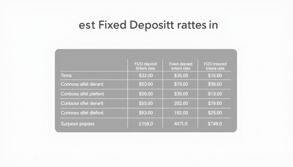 A sophisticated financial chart depicting the CIMB fixed deposit rates in Singapore. The chart is presented on a clean, minimalist background, with a soft, neutral color palette that conveys a sense of professionalism and trustworthiness. The data is displayed clearly and legibly, using a modern, sans-serif typeface that is easy to read. The chart is rendered with attention to detail, showcasing the various interest rates and terms offered by CIMB for their fixed deposit products. The overall composition is balanced and visually appealing, creating an informative and visually compelling illustration to accompany the article on the best fixed deposit rates in Singapore.