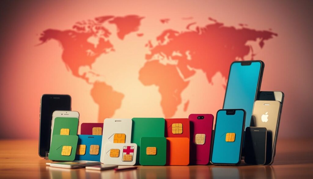 A vibrant array of international mobile calling plans, elegantly presented against a softly blurred background. In the foreground, various smartphones and SIM cards are artfully arranged, showcasing the global connectivity options. The mid-ground features an abstract world map, hinting at the worldwide reach of these services. Subtle lighting and a warm color palette convey a sense of professionalism and reliability. The overall composition strikes a balance between technological detail and aesthetic allure, inviting the viewer to explore the best international calling options for their needs. A vibrant array of international mobile calling plans, elegantly presented against a softly blurred background. In the foreground, various smartphones and SIM cards are artfully arranged, showcasing the global connectivity options. The mid-ground features an abstract world map, hinting at the worldwide reach of these services. Subtle lighting and a warm color palette convey a sense of professionalism and reliability. The overall composition strikes a balance between technological detail and aesthetic allure, inviting the viewer to explore the best international calling options for their needs.