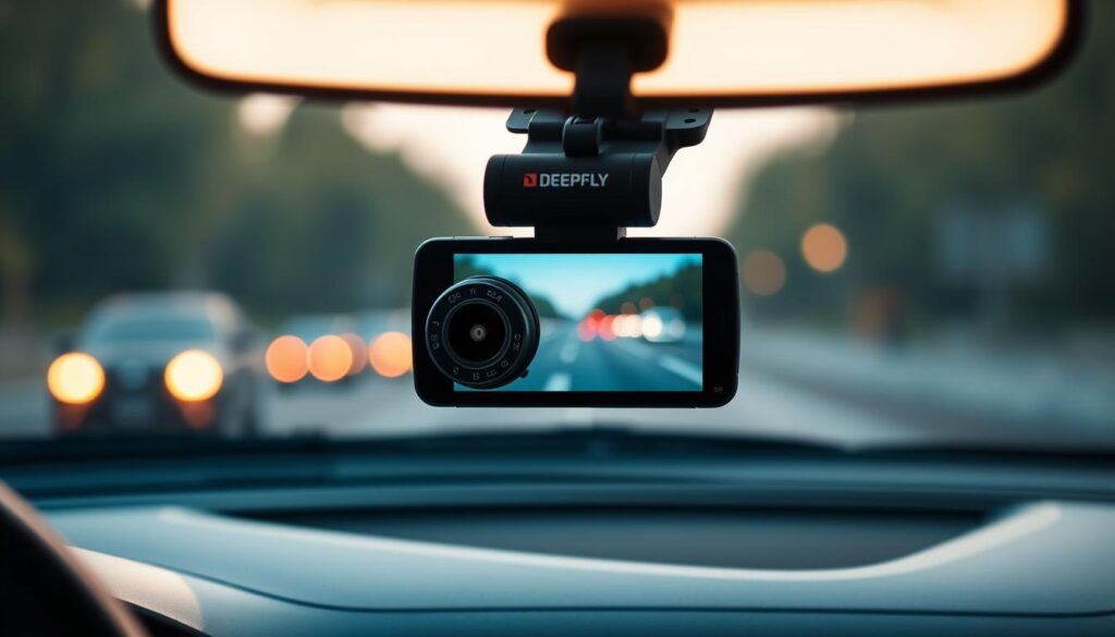 Deepfly DX11 dash cam, a sleek and compact device with a modern, minimalist design. Positioned on the dashboard, the camera captures the road ahead in vivid 1080p HD, its wide-angle lens providing a comprehensive view. Backlit by soft, ambient lighting, the DX11 operates discreetly, seamlessly blending into the car's interior. Its durable, impact-resistant housing ensures reliable protection, even in the event of an accident. With advanced features like loop recording, motion detection, and emergency recording, the Deepfly DX11 offers comprehensive security and peace of mind for the budget-conscious driver. Deepfly DX11 dash cam, a sleek and compact device with a modern, minimalist design. Positioned on the dashboard, the camera captures the road ahead in vivid 1080p HD, its wide-angle lens providing a comprehensive view. Backlit by soft, ambient lighting, the DX11 operates discreetly, seamlessly blending into the car's interior. Its durable, impact-resistant housing ensures reliable protection, even in the event of an accident. With advanced features like loop recording, motion detection, and emergency recording, the Deepfly DX11 offers comprehensive security and peace of mind for the budget-conscious driver.