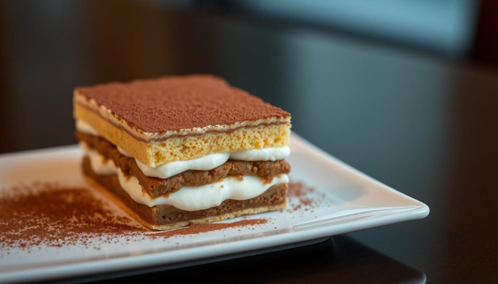 Halal certified tiramisu dessert, a delicate and indulgent treat crafted with care. A sumptuous layered creation, the coffee-soaked sponge cake is blanketed in a rich, creamy mascarpone filling, dusted with a light coating of cocoa powder. Presented on a sleek, modern plate, the dessert exudes an air of sophistication, the warm lighting casting a soft, inviting glow. The texture is smooth and velvety, enticing the senses with its balanced flavors of coffee, vanilla, and just a hint of sweetness. This halal-friendly version of the classic Italian tiramisu offers a delectable option for discerning diners in Singapore, satisfying cravings without compromising on faith. Halal certified tiramisu dessert, a delicate and indulgent treat crafted with care. A sumptuous layered creation, the coffee-soaked sponge cake is blanketed in a rich, creamy mascarpone filling, dusted with a light coating of cocoa powder. Presented on a sleek, modern plate, the dessert exudes an air of sophistication, the warm lighting casting a soft, inviting glow. The texture is smooth and velvety, enticing the senses with its balanced flavors of coffee, vanilla, and just a hint of sweetness. This halal-friendly version of the classic Italian tiramisu offers a delectable option for discerning diners in Singapore, satisfying cravings without compromising on faith.